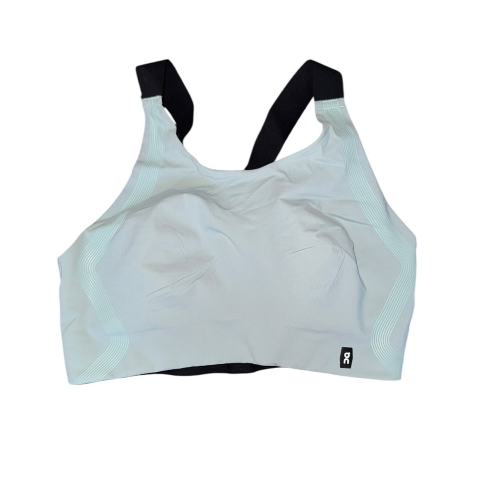 On Running Light Blue and Black Sports Bra